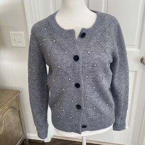 Nanette Leopore Gray Sparkle -Embellished Women's Sweater Size XS